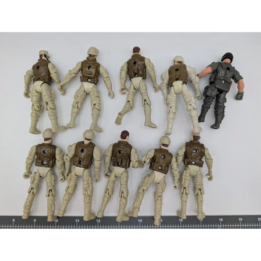 Lanard Action Figure Lot Tan Brown Military Soldier Corps 10 Piece Set